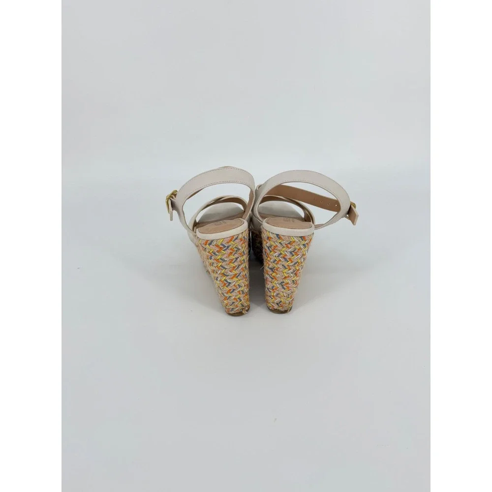 Michael by Michael Shannon Cream Multi Color Woven Platform Wedge Sandals